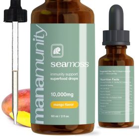 Sea Moss Liquid Drops 10,000 mg Organic Irish Sea Moss Gel with 350 mg Burdock Root Supplement & 20,000 mg Spirulina Immune Support (flavor: Mango)